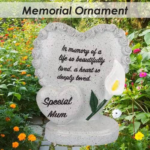 VFM e-Store Memorial Flower Pot Ornament in Grey, Polyresin, W/D/H: 15 x 15 x 13 cm – 3