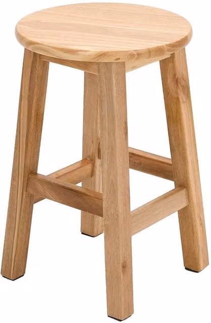 Hinsinc Round Wooden Bar Stool in Beige and Brown – 1