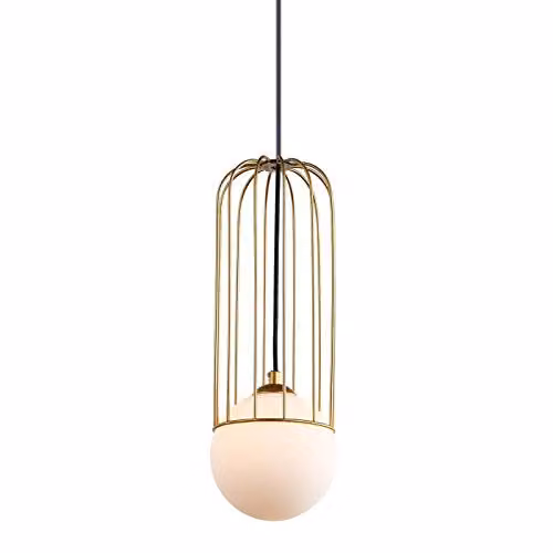 Netlighting Modern Suspended Cylinder Pendant Light in Gold and White with G9 Socket