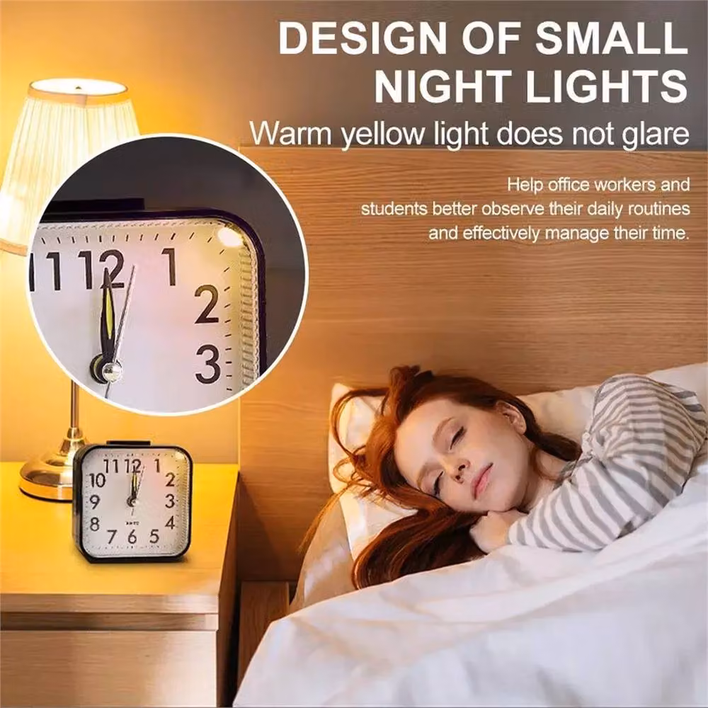 SPETLEK Modern Analog Tabletop Alarm Clock with Illuminated Night Light in Black, Red, Green or White – 2
