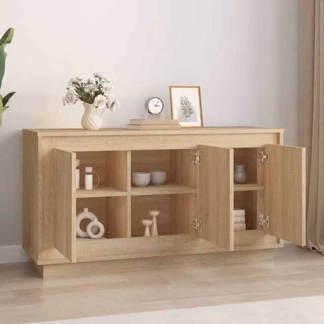 Berkfield Home Sonoma Oak Sideboard in Beige, W/D/H: 102 x 35 x 55 cm – 1