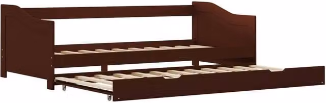 Berkfield Home Pull-out Sofa Bed Frame in Dark Brown Solid Pinewood, W/D/H: 90 x 200 cm – 1