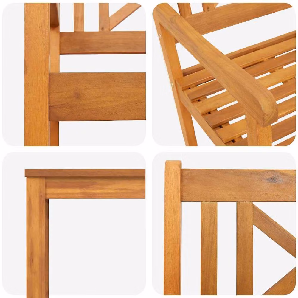 Berkfield Home 3 Piece Acacia Wood Garden Dining Set in Brown – 4