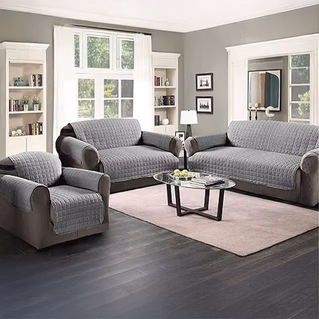 Velosso Soft Touch Water-Repellent and Stain-Resistant Microfibre 3 Seater Sofa Protector in Silver Grey