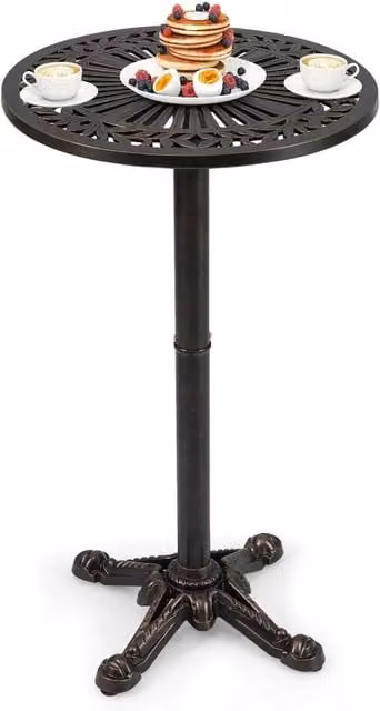 VOGREX Bronze Cast Aluminium Round Patio Bar Table