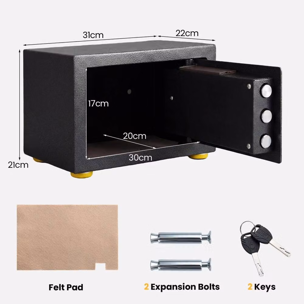 KORVIXA Electronic Solid Steel Wall Mounted Security Safe Box in Black – 2