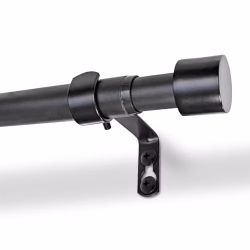 Harbour Housewares Extendable Metal Curtain Pole Kit, Black, W: 83-120 cm – 1
