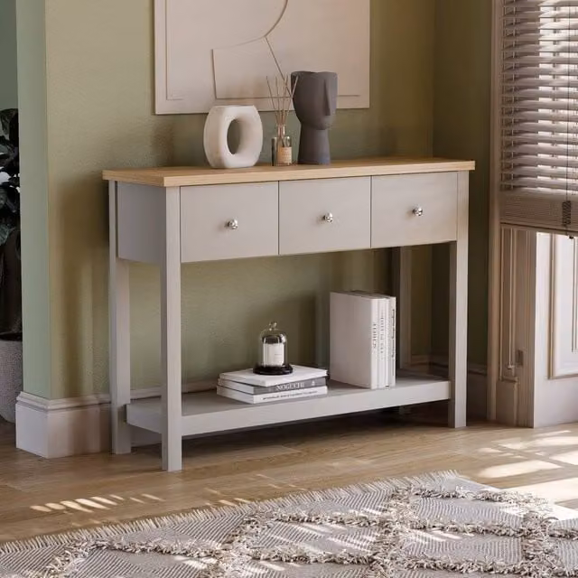 Vida Designs Arlington 3 Drawer Console Table in Grey