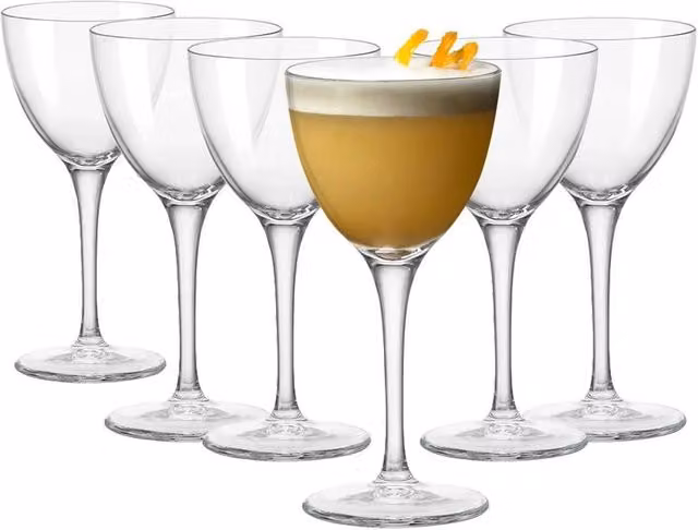 Bormioli Rocco Novecento Nick and Nora Martini Cocktail Glasses, Clear, 155ml, Set of 6