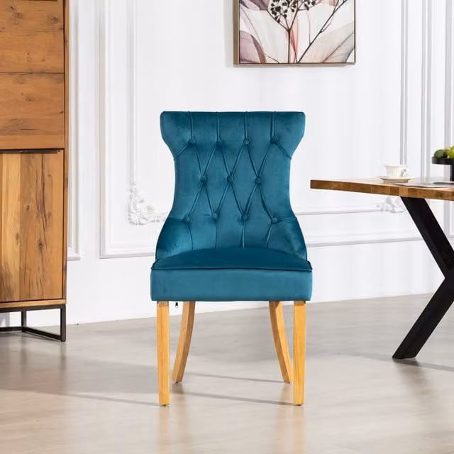Artemis Home Martina Modern Velvet Fabric Dining Chairs, Set of 2, Petrol Blue