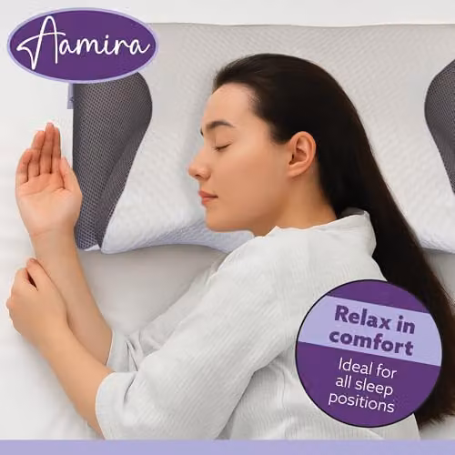 Aamira Orthopedic Memory Foam Cervical Neck Support Pillow with Removable Viscose Cover, White, W/D/H: 64 x 42 x 12.5 cm – 7