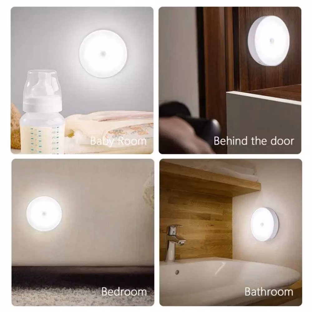 FLAVORA 4 Pack Wireless PIR Motion Sensor LED Night Lights in White – 6