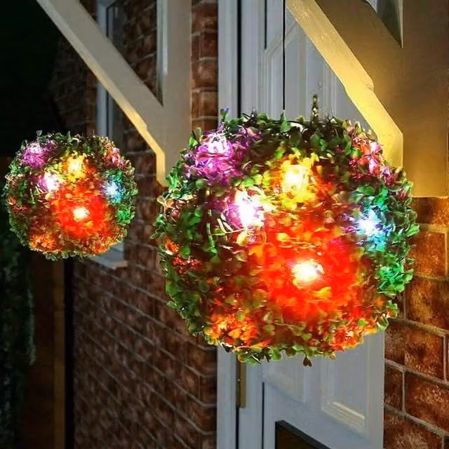 VOGREX Solar LED Hanging Sphere Light with 15 Multicolour RGB LEDs for Garden Decor – 1