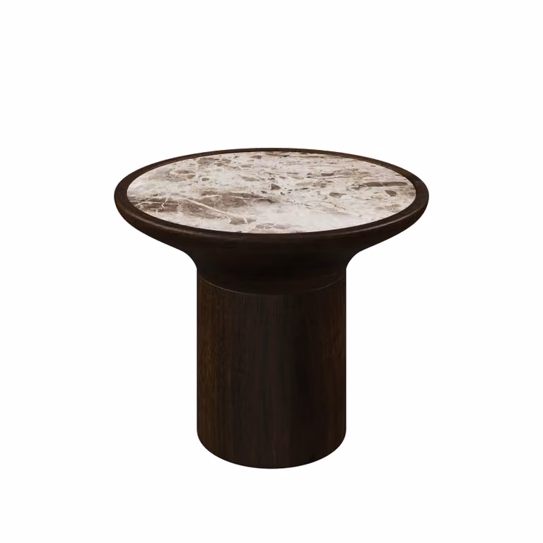 Dome Deco HAWERA Art Deco Side Table with Brown Marble Top