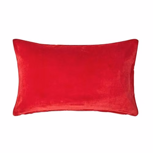 Homescapes Red Velvet Cushion Cover, Plain Rectangular Cotton Velvet Scatter Pillow, W/D/H: 50 x 30 x 0 cm