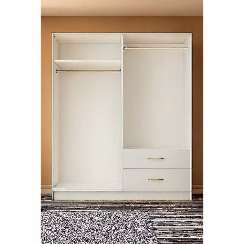 KDMD Venice White 4 Door Wardrobe with 2 Integrated Drawers, W/D/H: 160 x 50 x 160 cm – 2