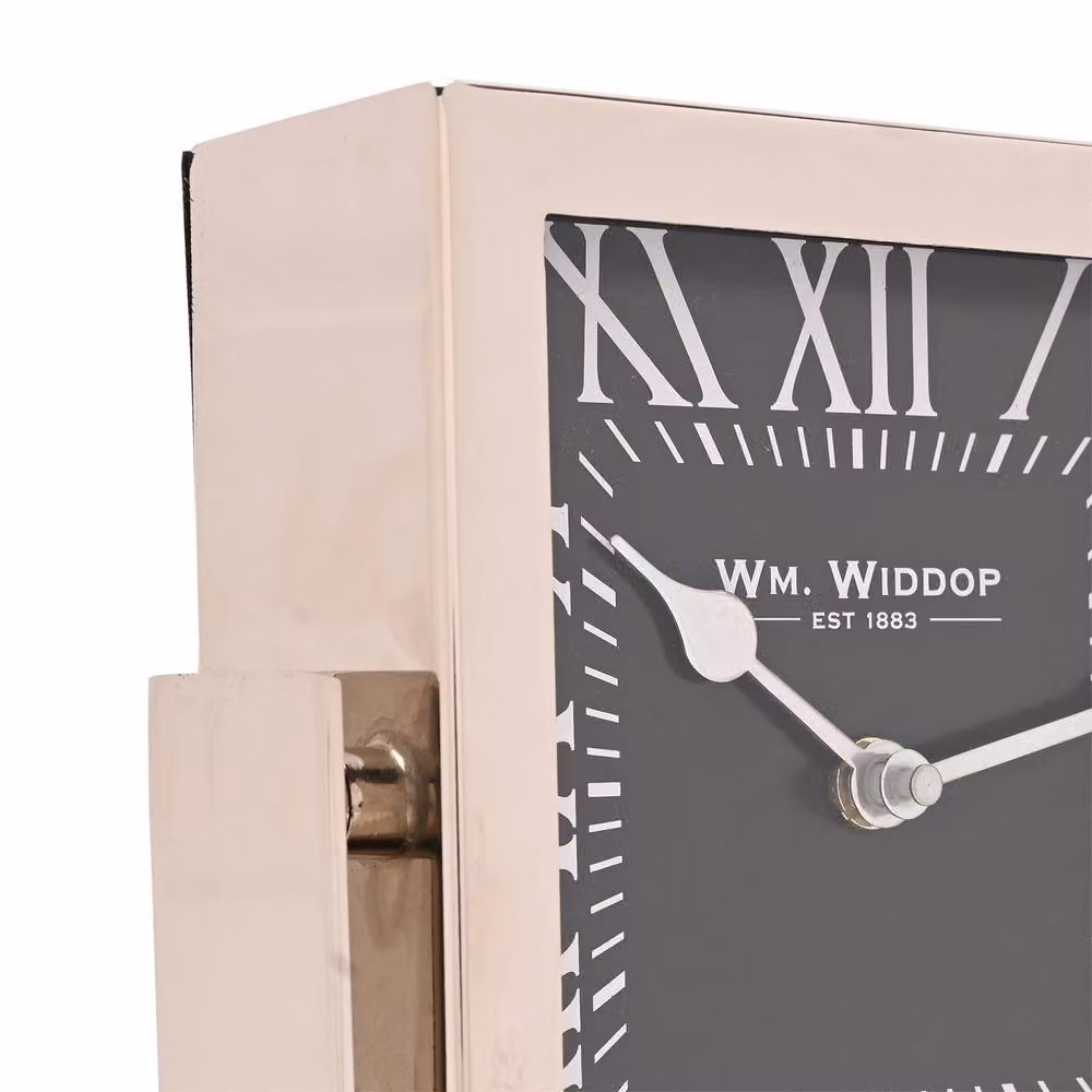 William Widdop Silver Square Metal Mantle Clock – 4