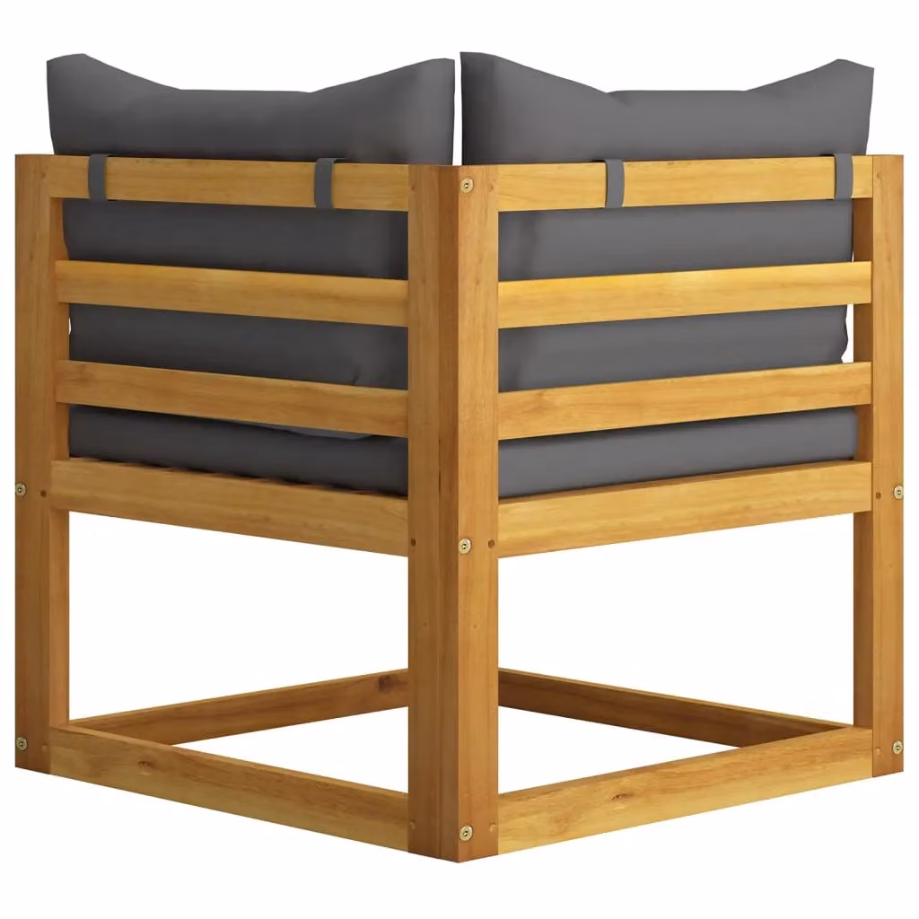 Berkfield Home 2-Seater Acacia Wood Garden Bench in Brown with Dark Grey Cushions – 2