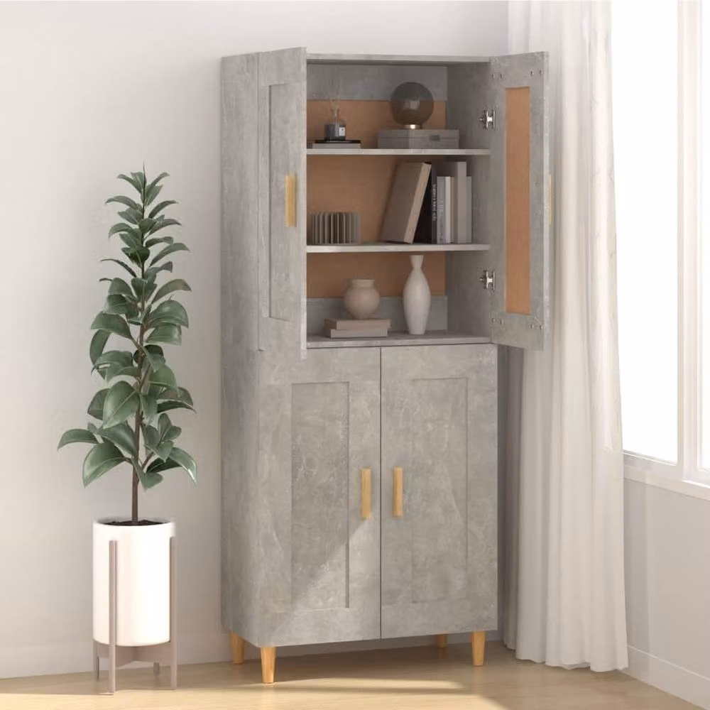 Berkfield Home Sideboard in Concrete Grey, W/D/H: 69.5 x 34 x 90 cm – 2
