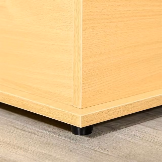 FORGEVIO Natural Wooden Ottoman Storage Box for Blankets in Sand Beige