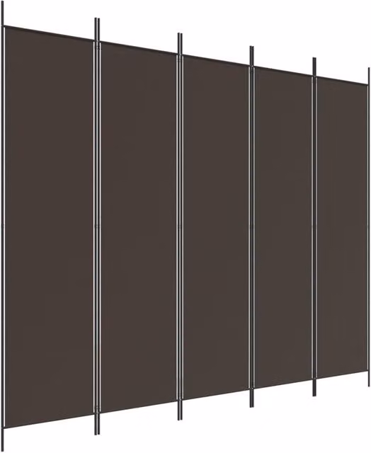Berkfield Home 5-Panel Fabric Room Divider in Brown, W/H: 250 x 200 cm – 1