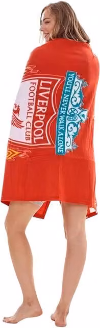 Liverpool FC YNWA Red Fluffy Polyester Fleece Blanket for Adults, W/D/H: 150 x 150 x 1 cm