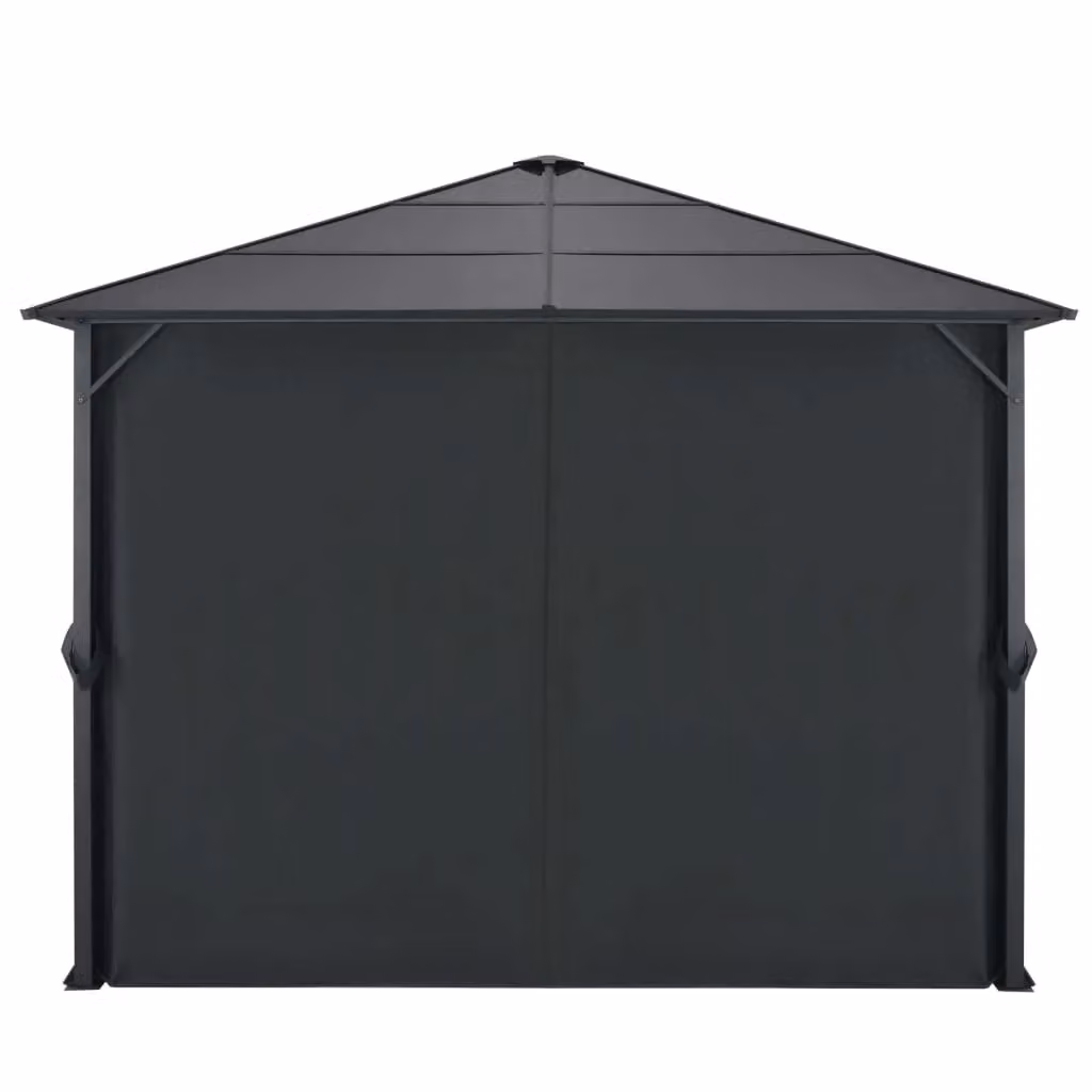 Berkfield Home Aluminium Gazebo with Curtains, Black, W/D: 300 x 300 cm – 2