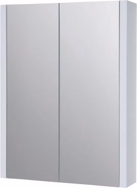 Clifton White Glossy Mirror Bathroom Cabinet with Soft Close Hinged Doors, W: 500 mm, H: 65 cm, D: 12 cm