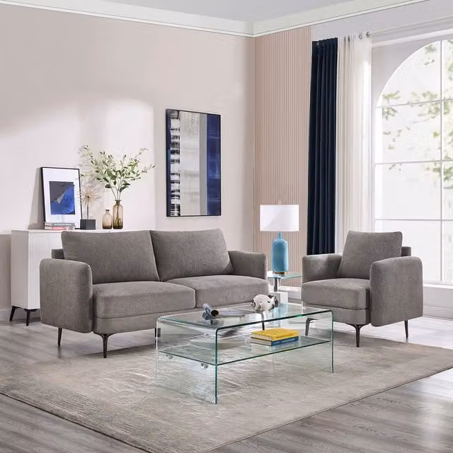More4Homes Sofia Modern Scandi Style Fabric Sofa Set in Mocha