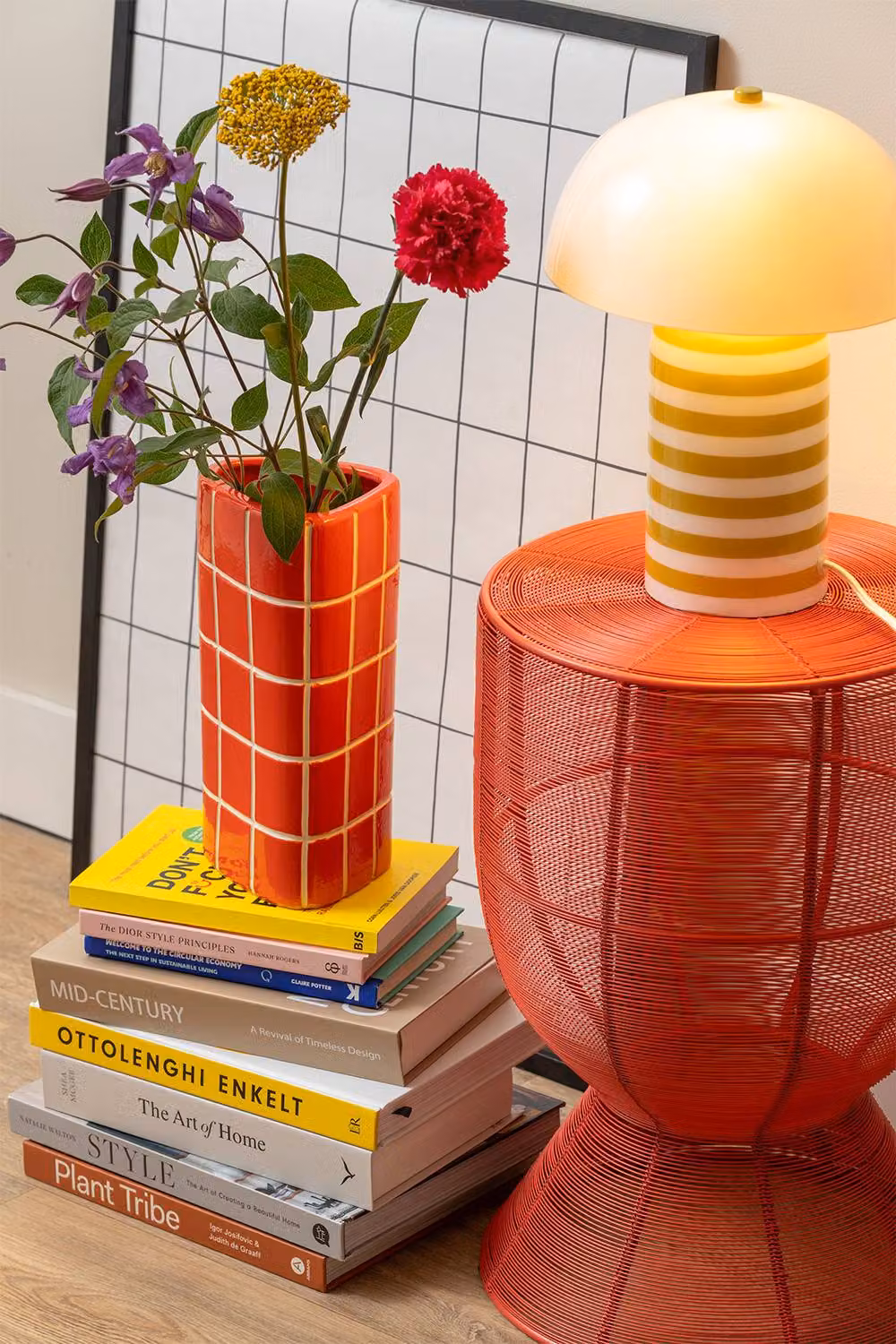 PRESENT TIME Leitmotiv Cuerda Tambor Iron Side Table in Bright Scarlet Red – 2