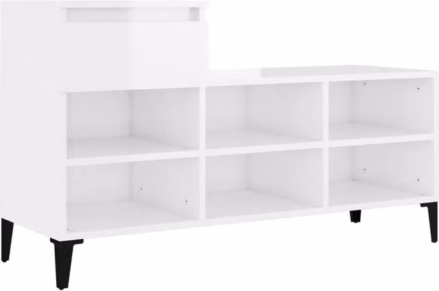 Berkfield Home High Gloss White Shoe Cabinet with Integrated Seat, W/D/H: 102 x 36 x 60 cm – 1