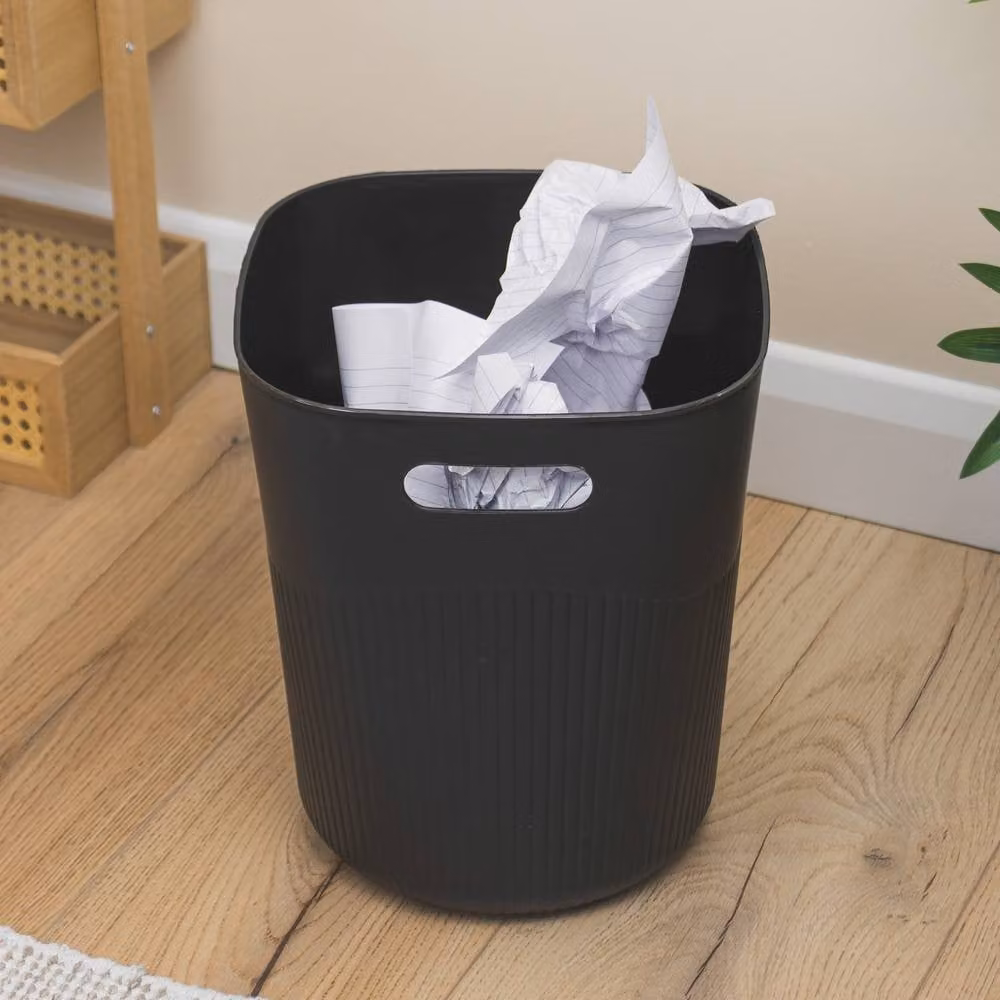 JVL Riblex Square Waste Bin, 11L, Set of 2, Black – 5
