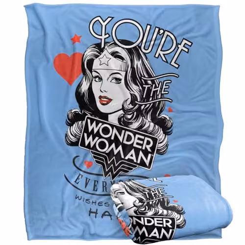 Warner Bros. Wonder Woman Super Soft Silky Touch Fleece Throw Blanket, Multicolour, W: 152 cm, D: 127 cm – 1