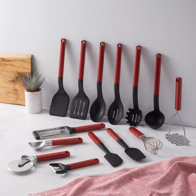KitchenAid 14-Piece Non-Stick Silicone and Stainless Steel Utensil Set in Red – 1