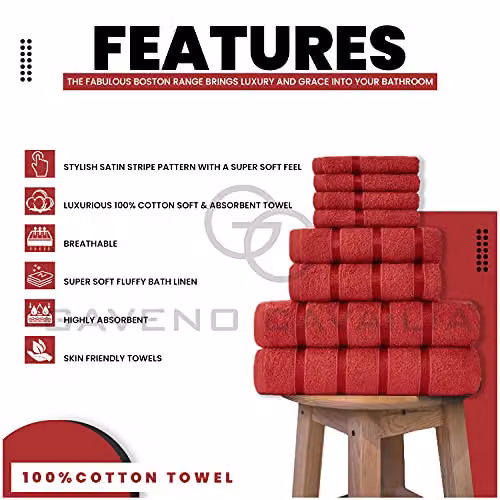 Gaveno Cavailia 8 Piece Red Cotton Boston Towel Bale Set – 3