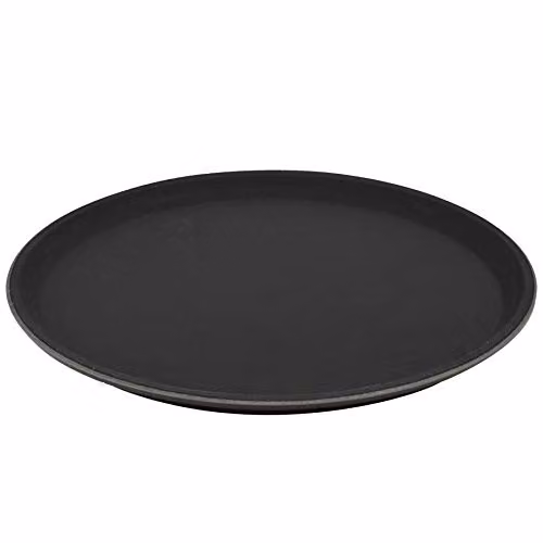 Argon Tableware Black Round Non-Slip Rubberised Serving Tray, Diameter: 28 cm