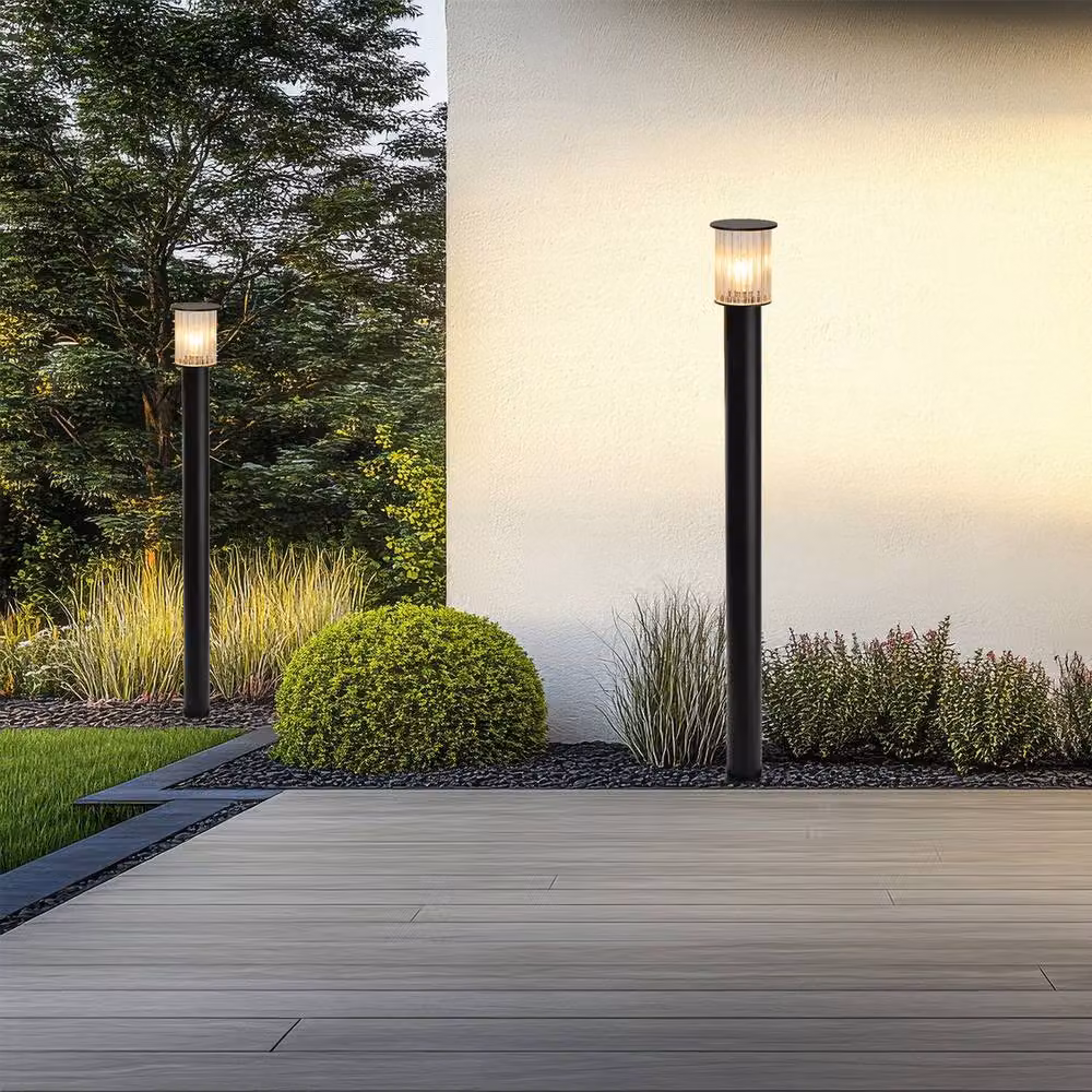 Netlighting Norfolk Outdoor Bollard, Black with Clear Glass, Height: 124 cm, E27, IP44 – 2