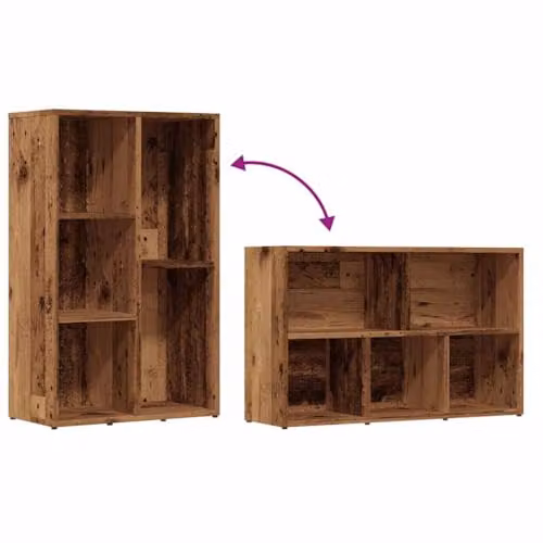 vidaXL Book Cabinet in Old Wood Brown, W/D/H: 50 x 25 x 80 cm – 5