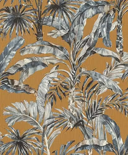 Rasch Florentine III Botanical Non Woven Wallpaper in Brown and Blue, W/H: 0.53 m x 10.05 m