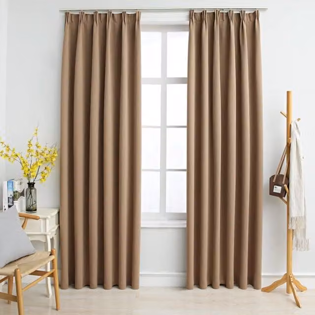Berkfield Home Blackout Curtains with Hooks, 2 Pack, Taupe, W: 140 cm, H: 245 cm