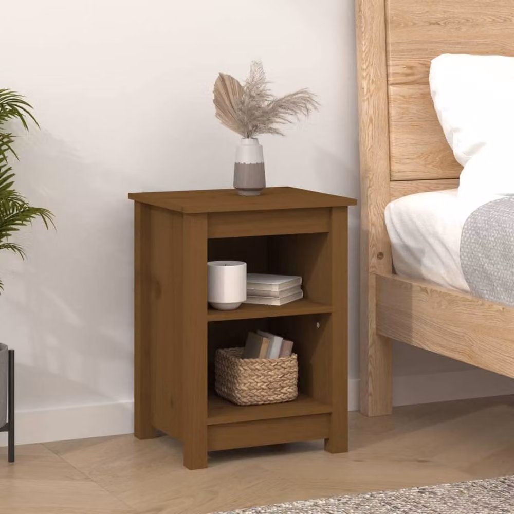 Berkfield Home Set of 2 Bedside Cabinets in Honey Brown Solid Pine, W/D/H: 40 x 35 x 55 cm – 5