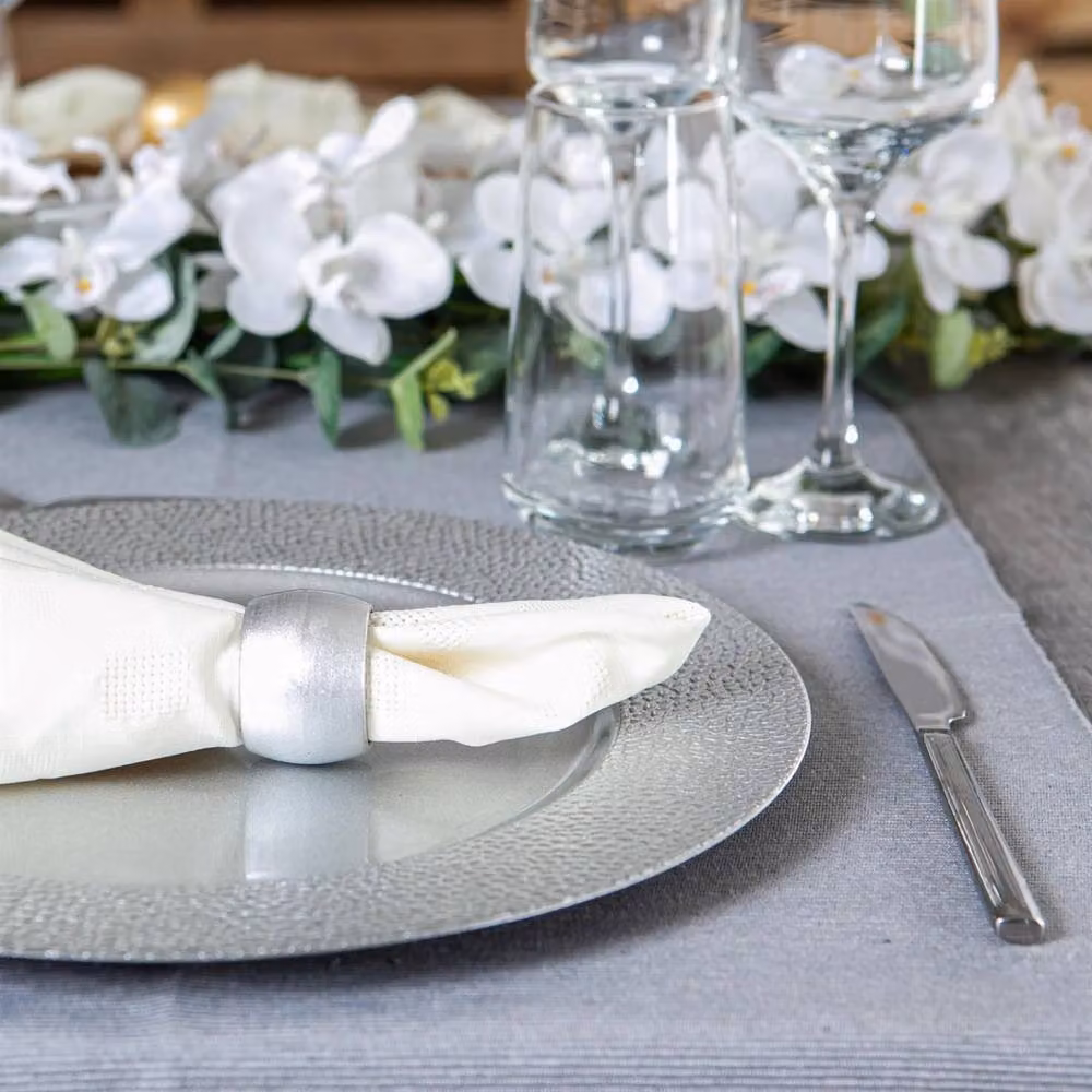 Havendro 6 Piece Hammered Silver Melamine Charger Plate Set, Diameter: 33 cm – 2
