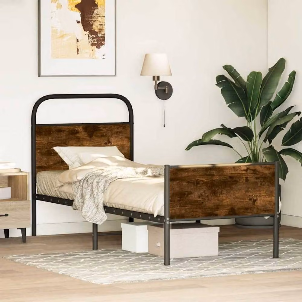 Berkfield Home Sonoma Oak Bed Frame in Brown, W/D/H: 80 x 200 cm – 1