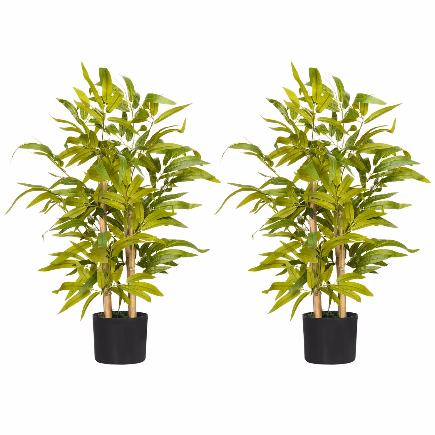 HOMCOM Set of 2 Green Potted Artificial Bamboo Trees for Indoor or Outdoor Tabletop Use – 2