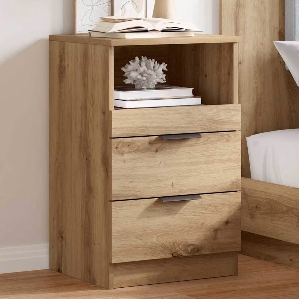 Berkfield Home Elegant Bedside Cabinets, 2 Piece Artisan Oak Set in Brown, W/D/H: 40 x 36 x 65 cm – 2