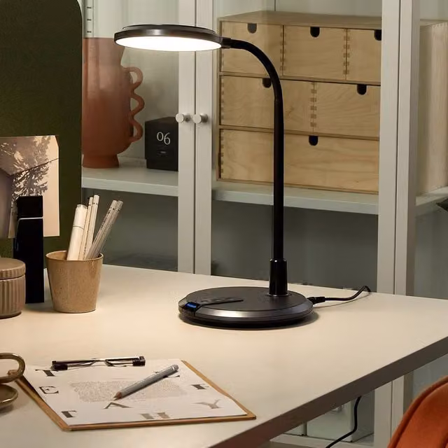 Wyld and Coco Black LED Desk Lamp with Adjustable Arm, Dimmable Touch Control and CCT Colour Temperature Adjustment