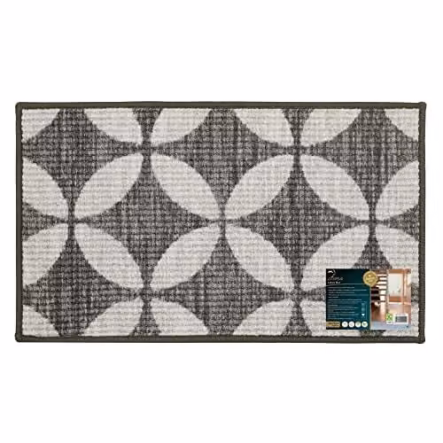 JVL Fiora Machine Washable Non-Slip Door Mat, W/D/H: 75 x 44 x 0.5 cm, Grey