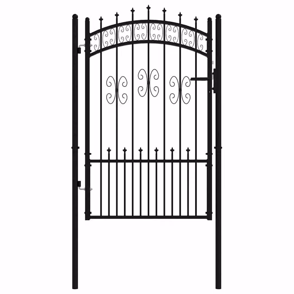 Berkfield Home Spear Top Fence Gate, Black Powder-coated Steel, W: 103 cm, H: 200 cm – 3