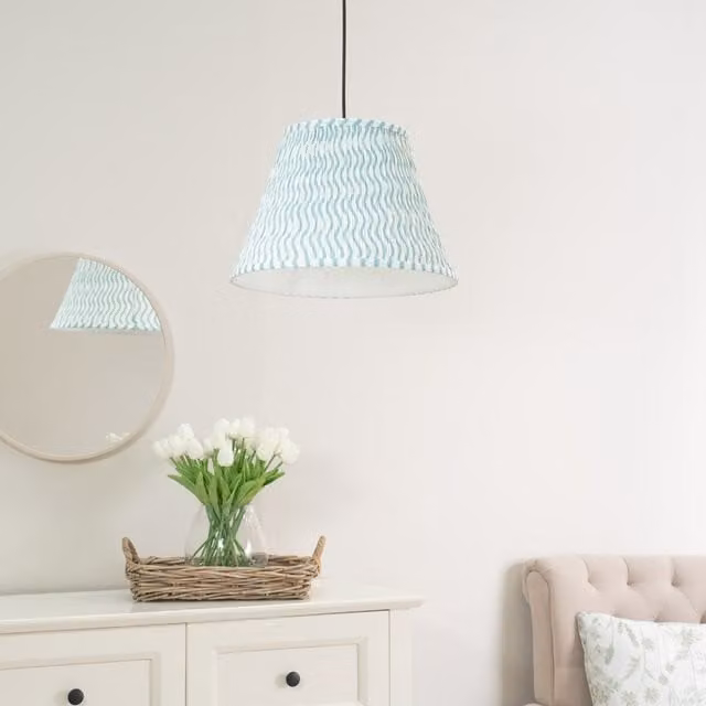 ValueLights Riza Tapered Fabric Pleated Easy Fit Large Lamp Shade - Green
