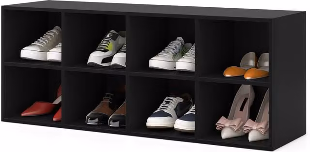 Costway 8 Grid Shoe Bench in Black